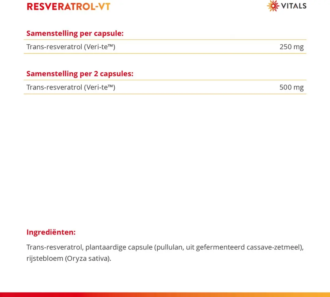 Vitals Resveratrol-VT Voedingssupplement 60 Capsules