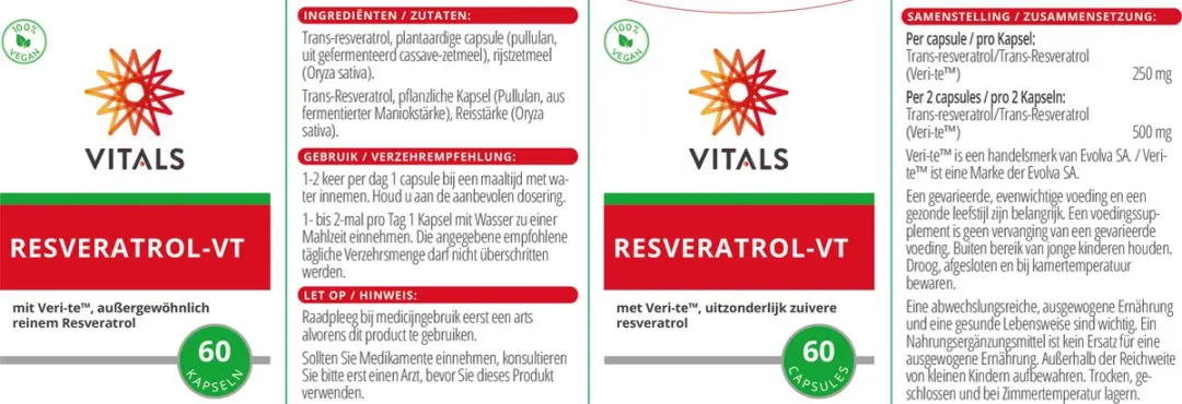 Vitals Resveratrol-VT Voedingssupplement 60 Capsules