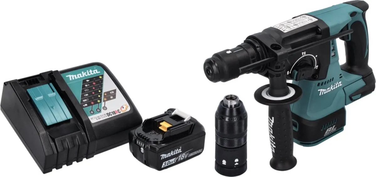 Makita DHR243RF1 Accu-boorhamer 18V SDS-plus - 1x 3,0Ah - afbeelding 3 van 5
