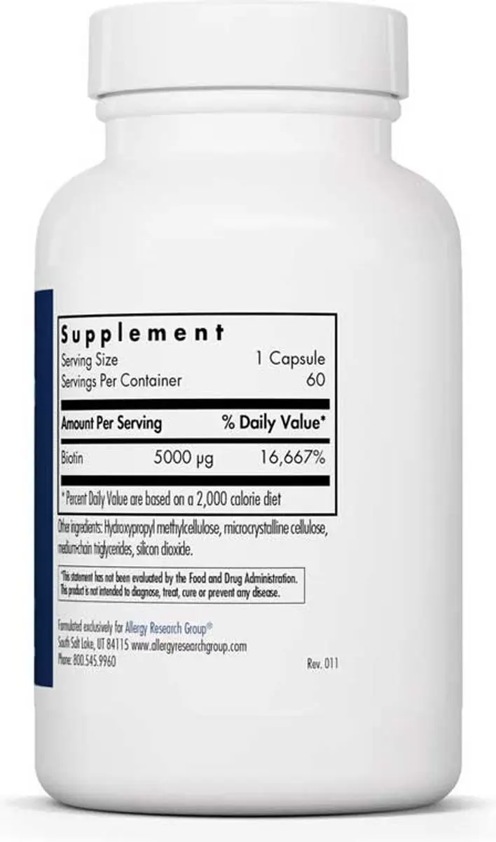 Allergy Research Group Biotin 5000 60 Veggie Caps