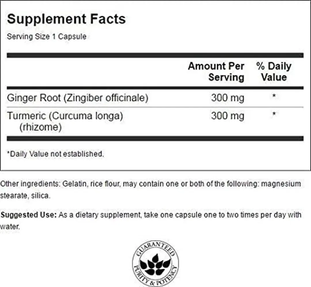Swanson Gember & Kurkuma 60 Capsules