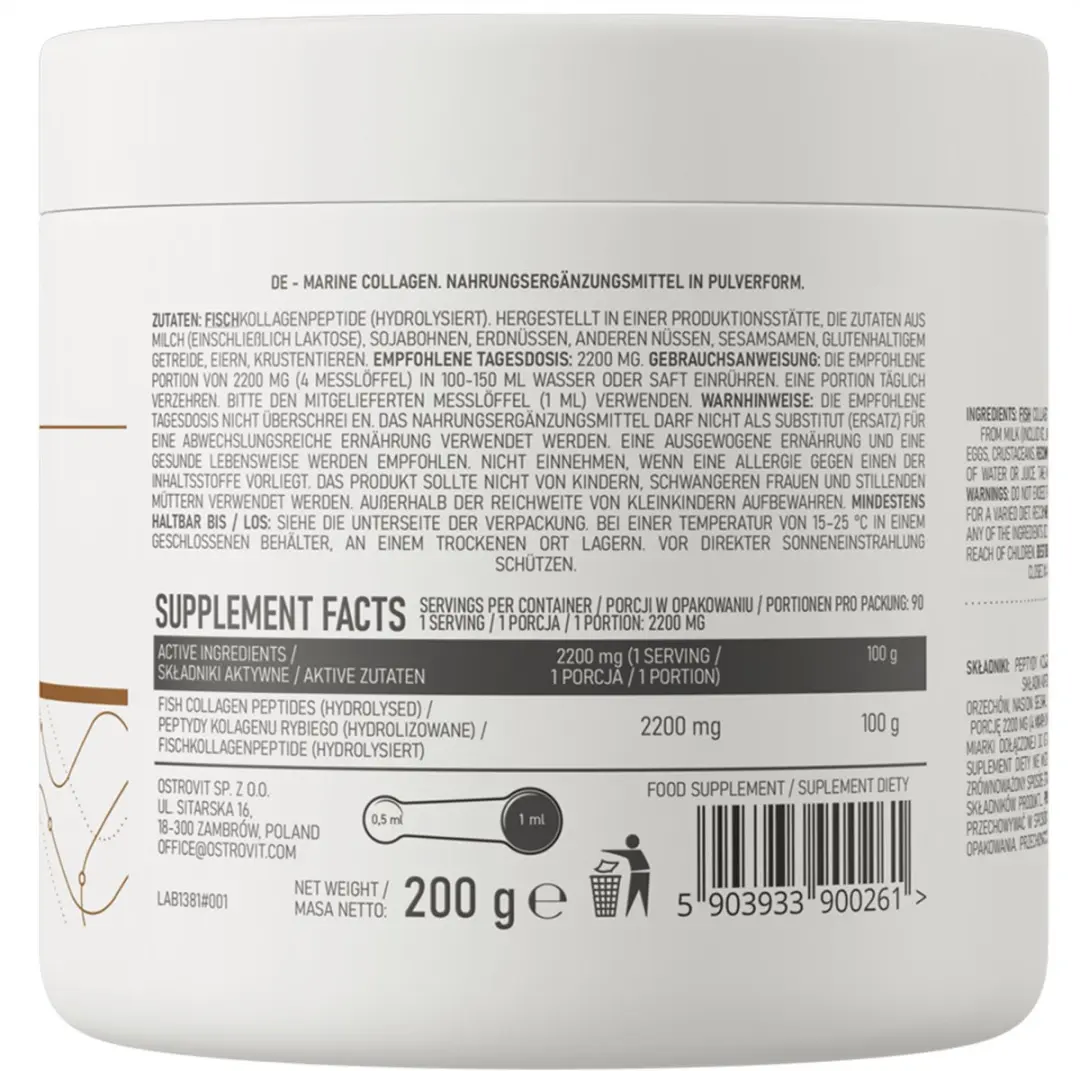 OstroVit Marine Collagen Poeder 200g - 2200mg per Portie