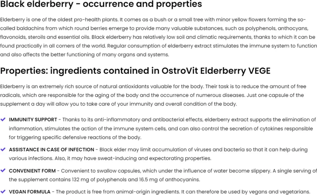 OstroVit Elderberry Vegan 90 Capsules