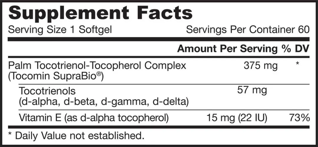 Jarrow Formulas Toco-Sorb Mixed Tocotrienols & Vitamine E - 60 Softgels