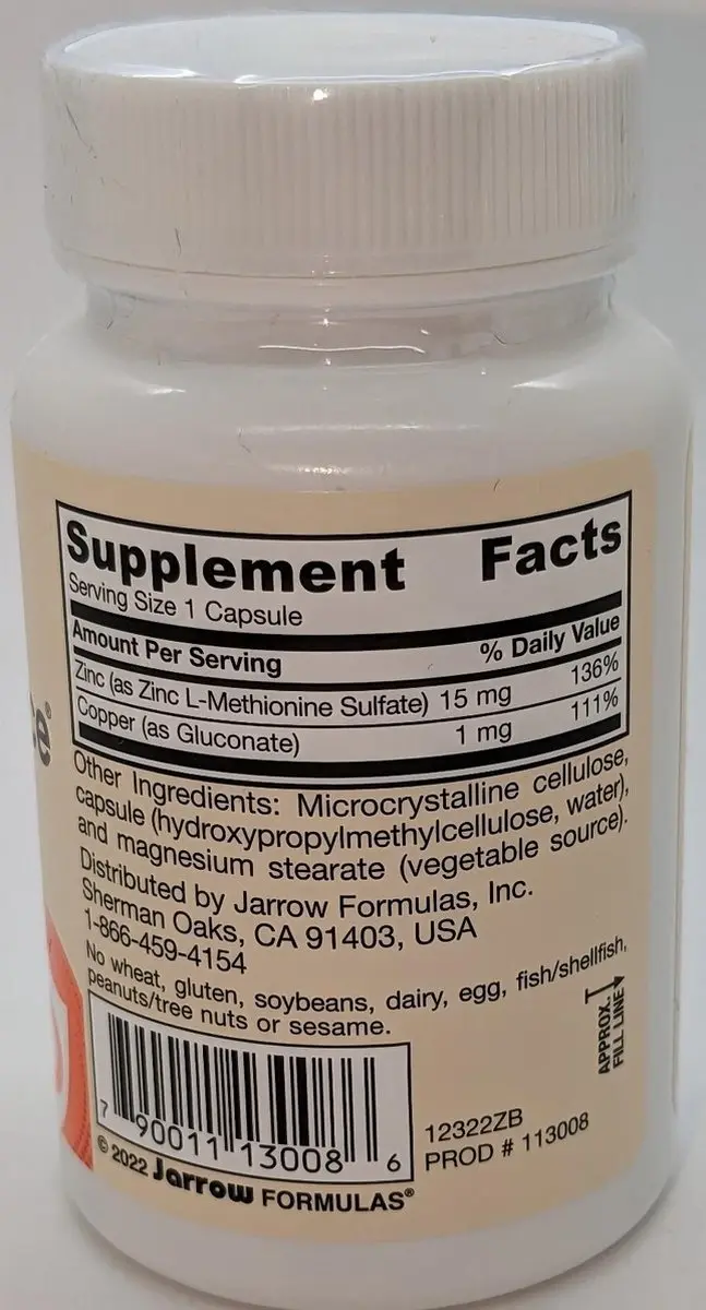 Jarrow Formulas Zinc Balance 15mg - 100 Capsules