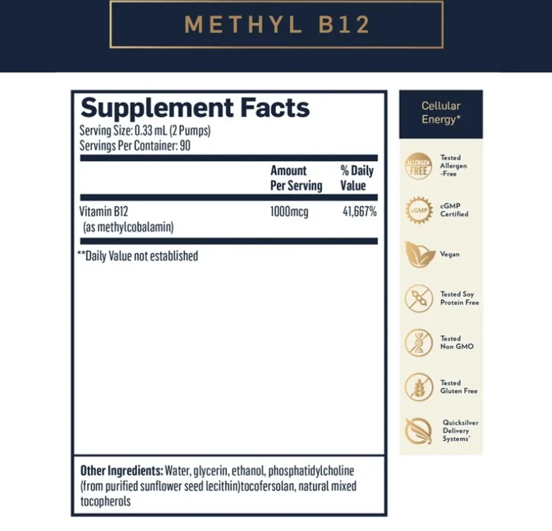 Quicksilver Liposomale Methyl B-12, 30ml.