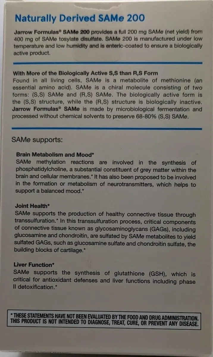 Jarrow Formulas SAM-e 200mg 60 Tabletten