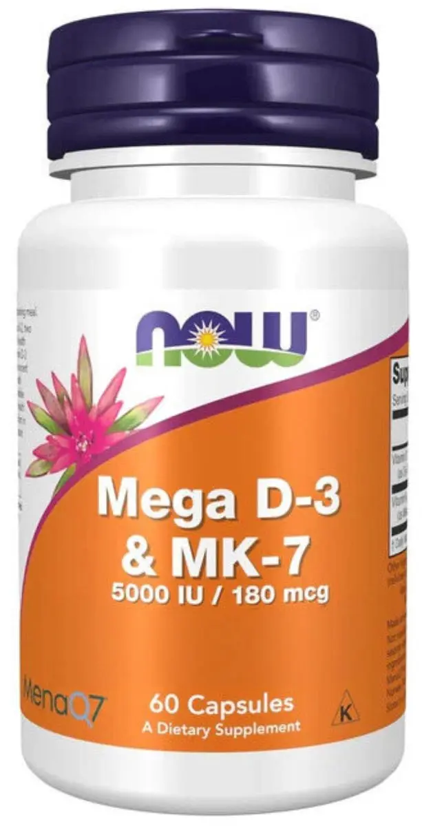 Now Foods Mega D-3 & MK-7 Vitamine D3/K2 5000 IU/180 mcg