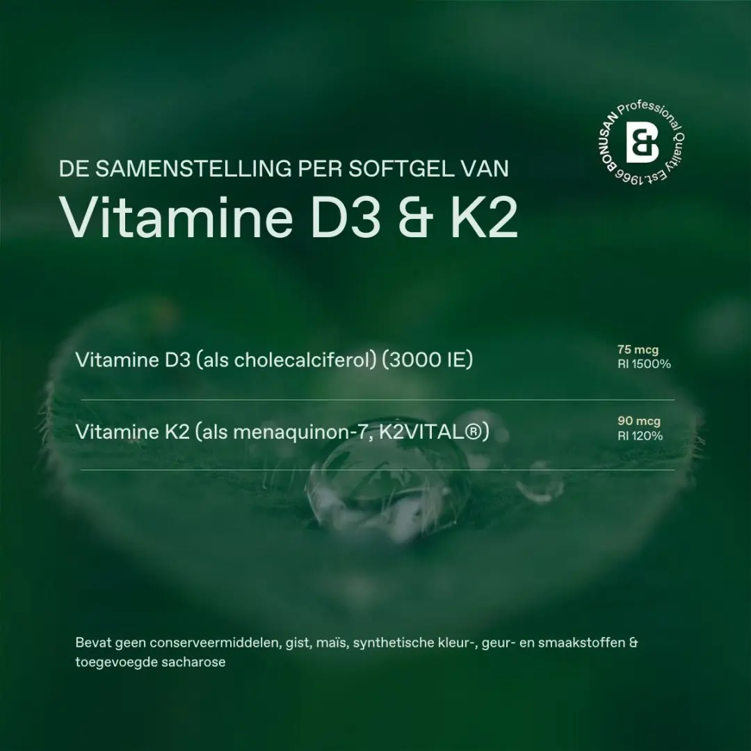 Bonusan Vitamine D3 & K2 75mcg/90mcg MK7 Softgels - 120 Stuks