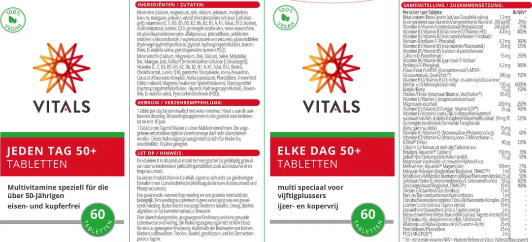 Vitals Elke Dag 50+ Multivitamine - 60 tabletten