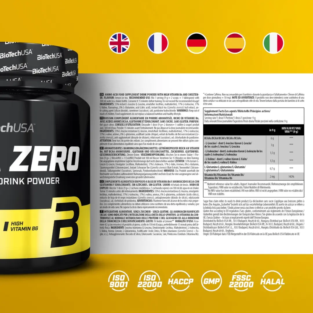BioTechUSA BCAA Zero 360g - 40 Doses - Citroen Ice Tea