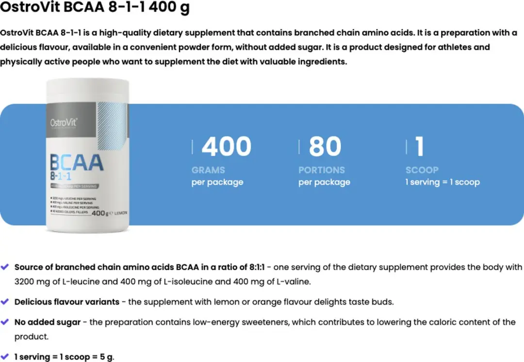 OstroVit BCAA 8-1-1 400g - Citroen