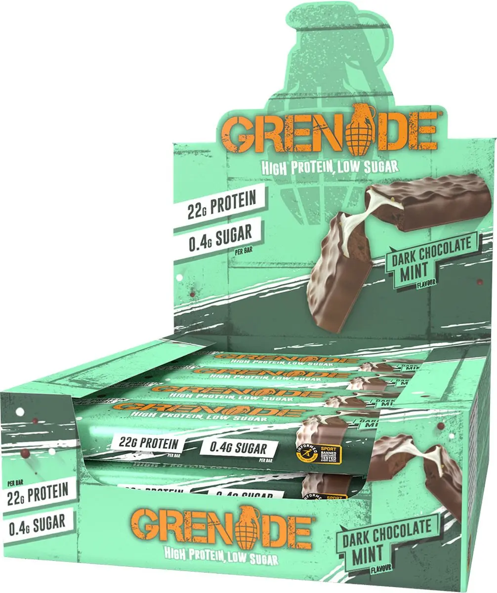 Grenade Eiwitreep Dark Choc Mint