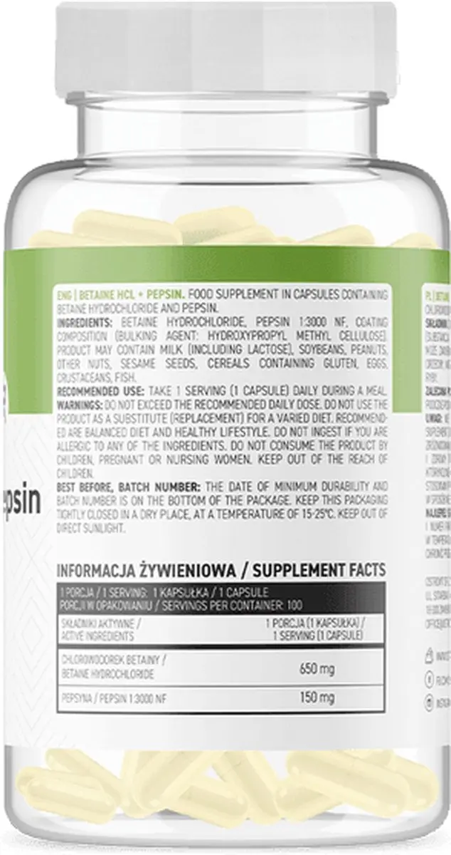 OstroVit Betaine HCl + Pepsine 100 Capsules