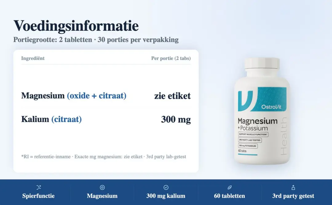 OstroVit Magnesium + Potassium 60 Tablets - 300mg