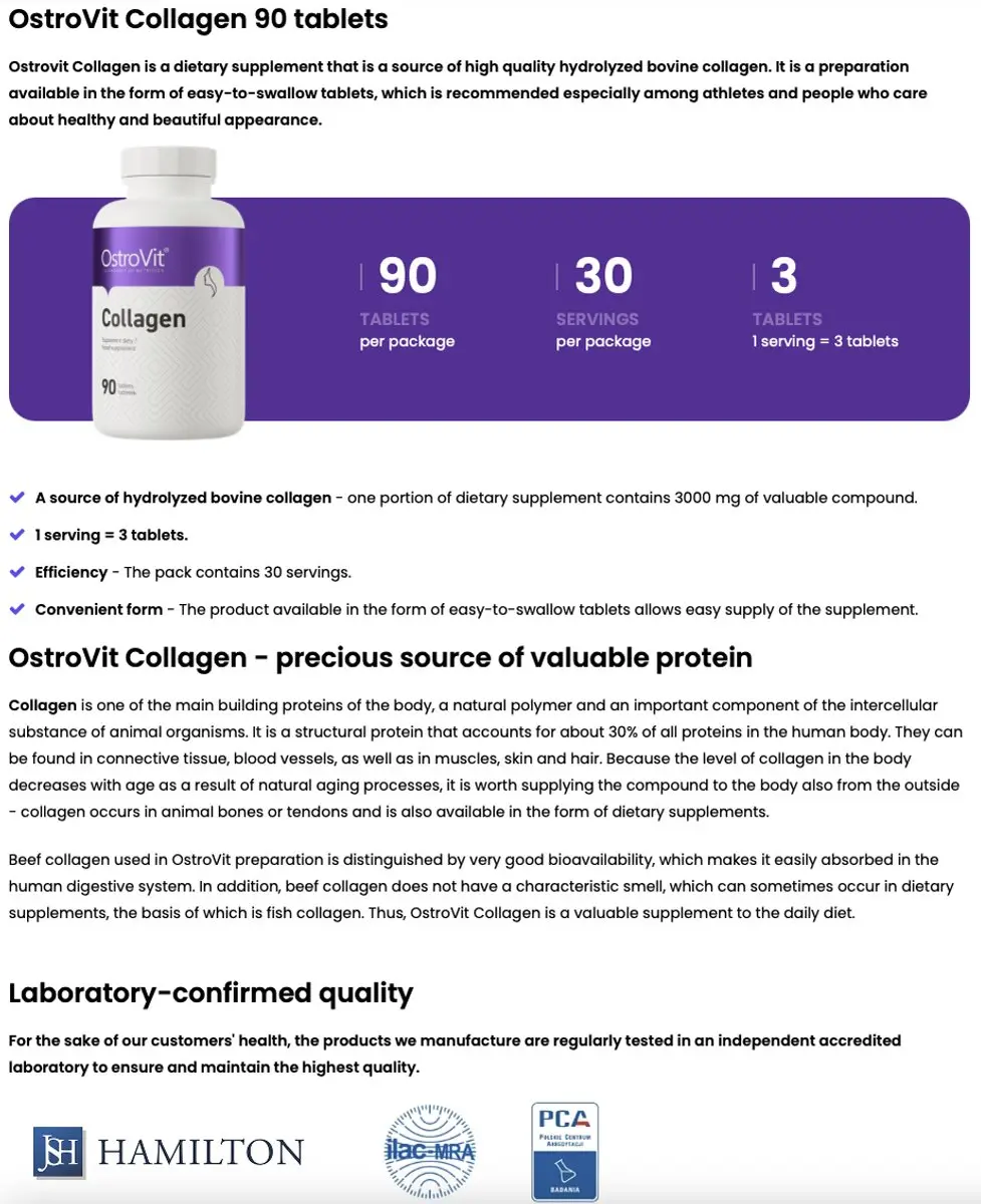 OstroVit Collageen 90 Tabletten - 3000mg Rundercollageen
