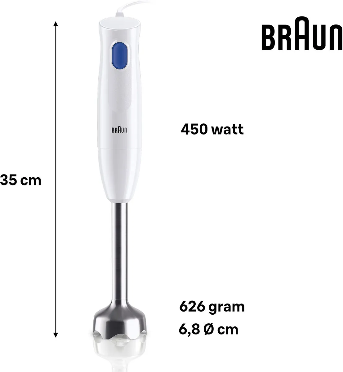 Braun MultiQuick 1 MQ10.201M Staafmixer - 450W - Wit