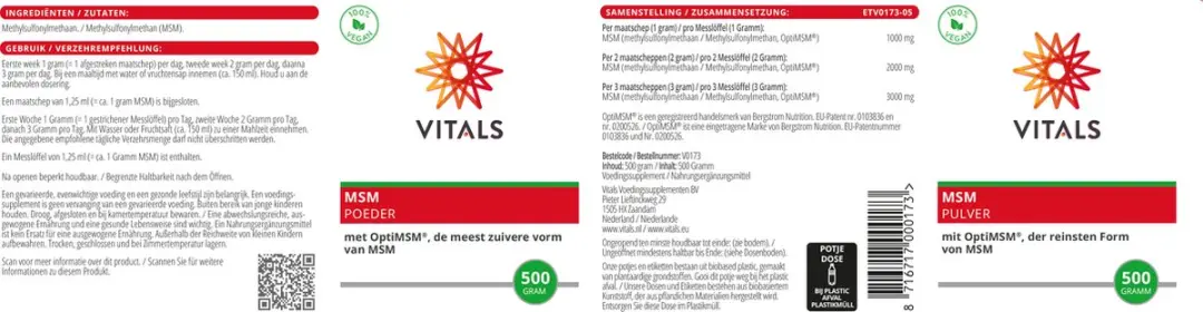 Vitals MSM Poeder 500g - OptiMSM