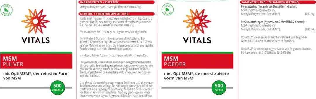 Vitals MSM Poeder 500g - OptiMSM