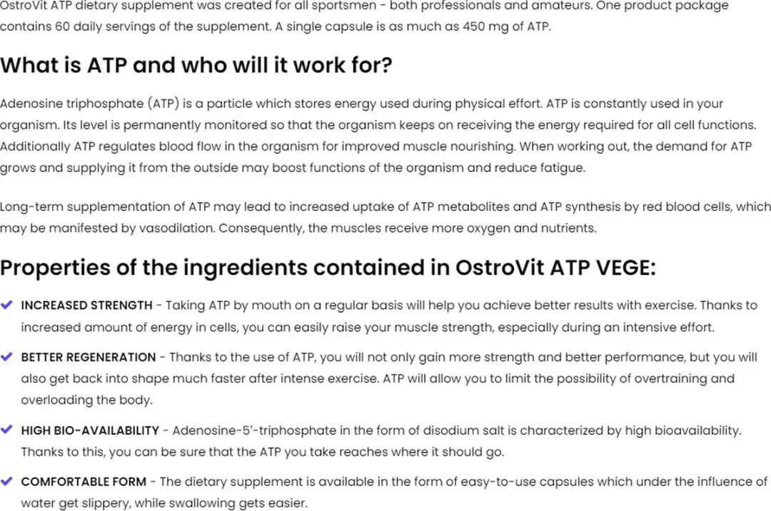 OstroVit ATP Adenosine 5’-triphosphate 60 Capsules - Vegan