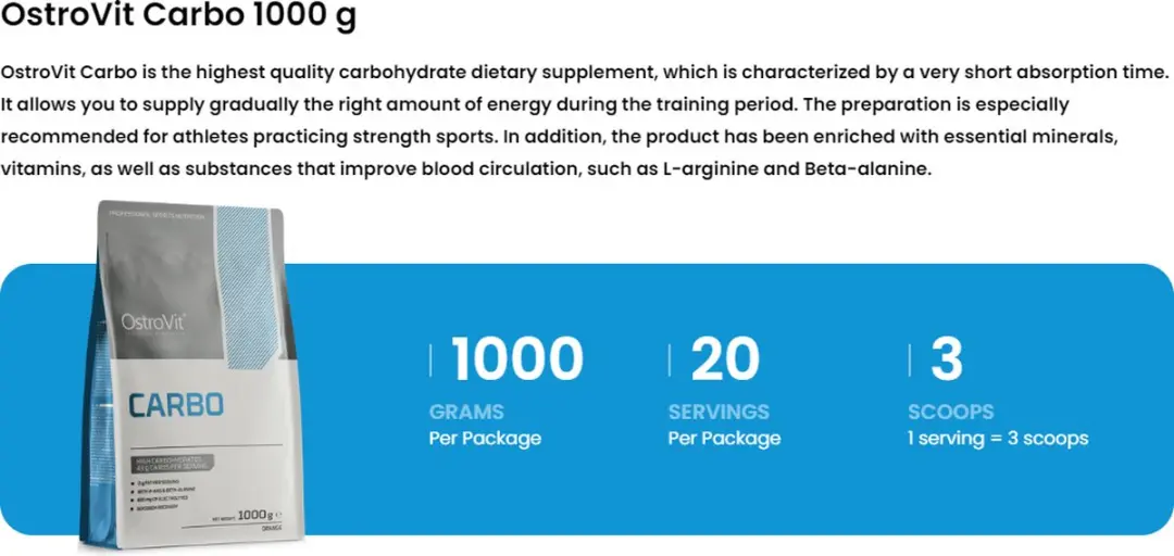 OstroVit Carbo 3000g - Sinaasappel
