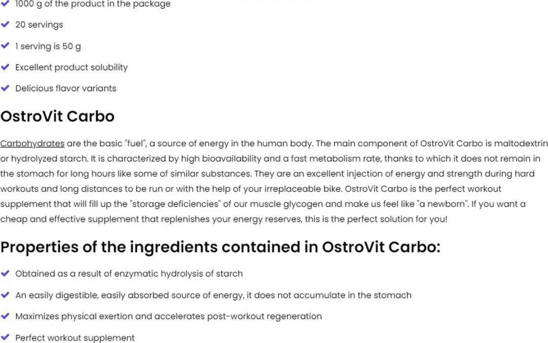 OstroVit Carbo 3000g - Sinaasappel