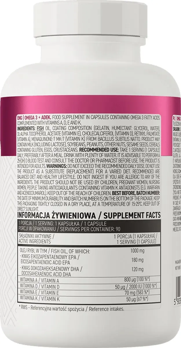 OstroVit Omega 3 ADEK 90 Capsules - 125g