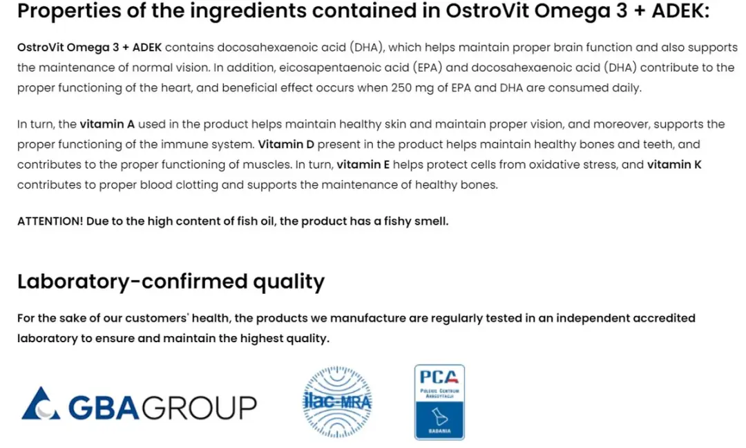 OstroVit Omega 3 ADEK 90 Capsules - 125g