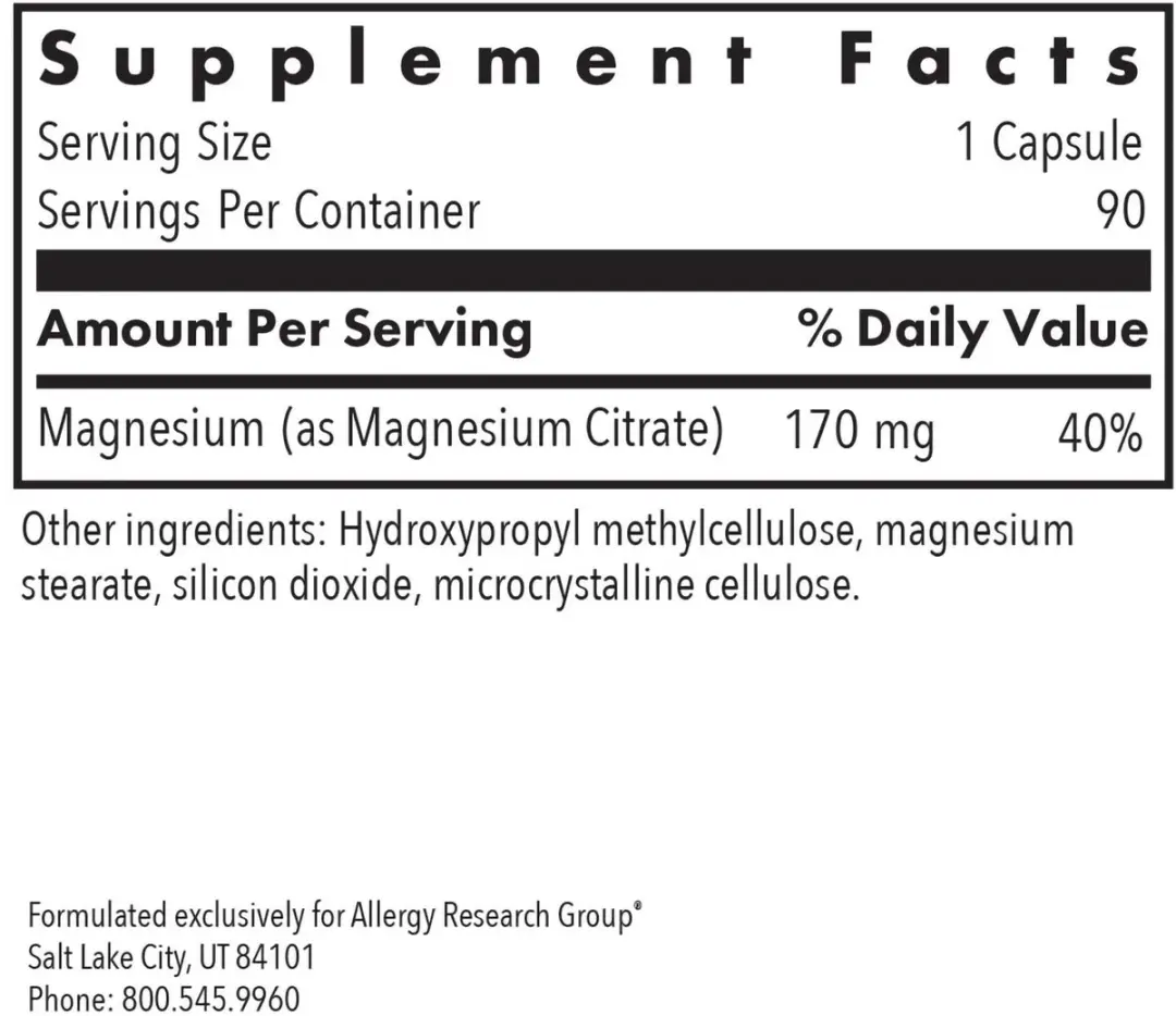 Allergy Research Group Magnesiumcitraat 90 Capsules