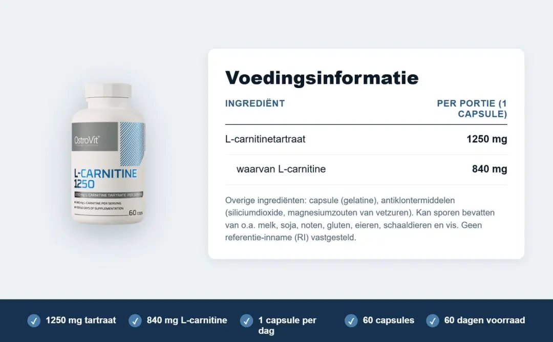 OstroVit L-Carnitine 1250mg 60 Capsules