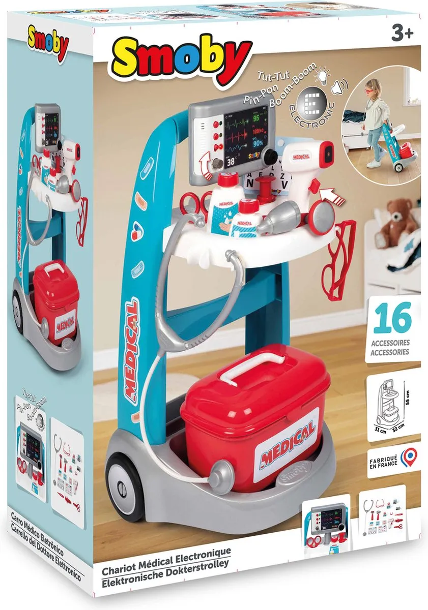 Smoby Elektronische Medische Trolley Meerkleurig