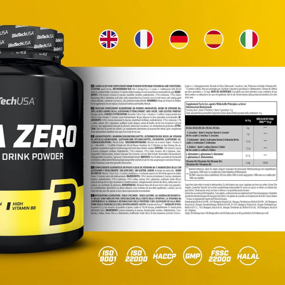 BioTechUSA BCAA Zero 700g - Perzik Ice Tea