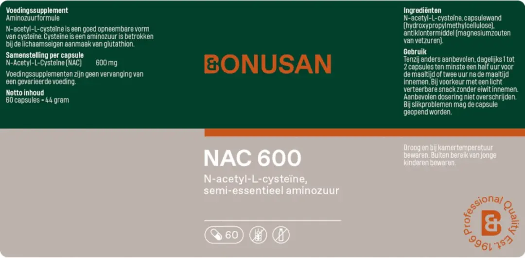 Bonusan NAC 600 Capsules 600mg - 60 Stuks