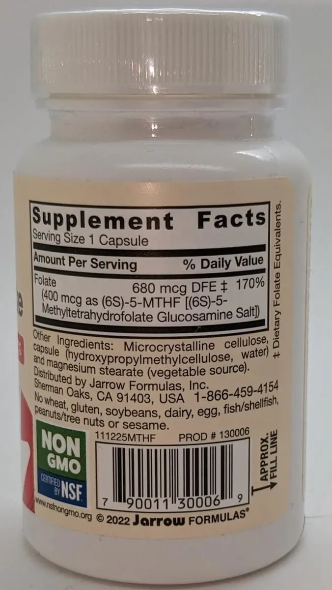 Jarrow Formulas 5-MTHF Methylfolate 400mg - 60 Stuks
