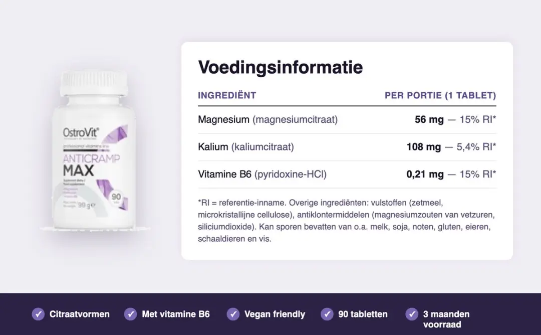 OstroVit Anticramp Max Mineralen 90 tabletten