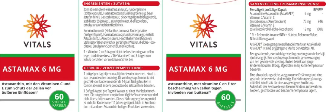 Vitals Astamax Astaxanthine 6mg - 60 Softgels