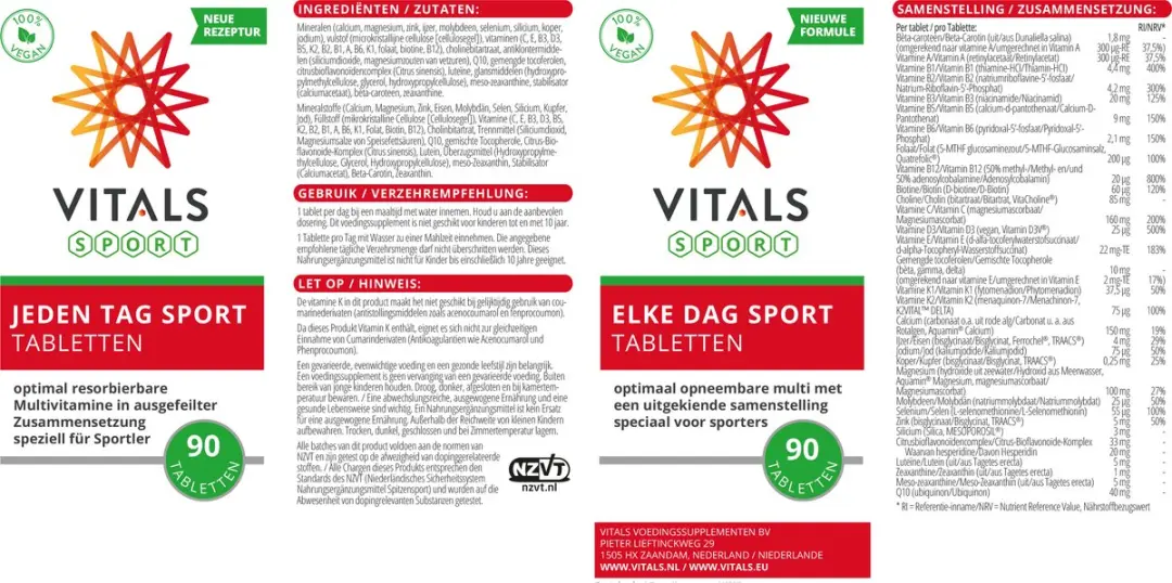 Vitals Elke Dag Sport Multivitamine 90 tabletten