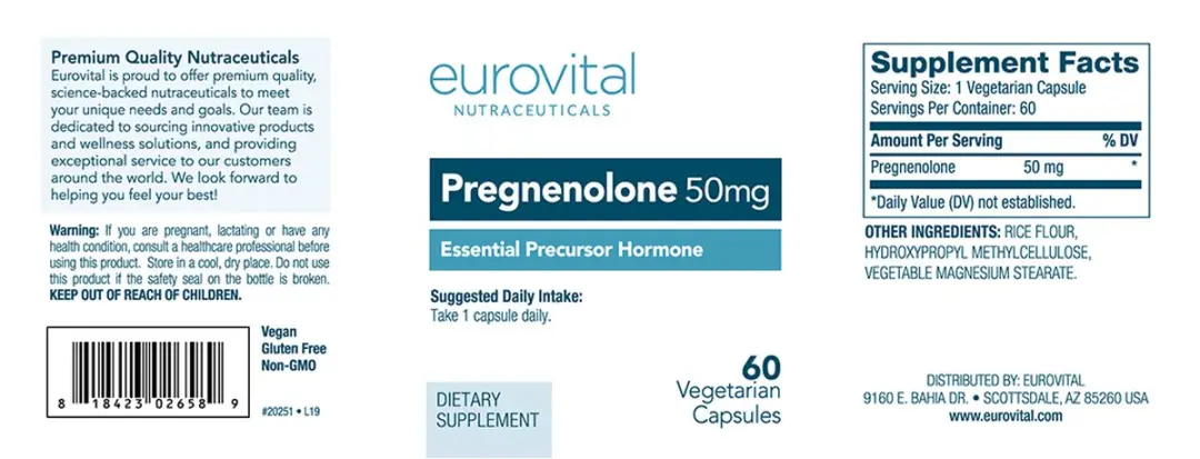 EuroVital Pregnenolone 50mg - 60 Capsules