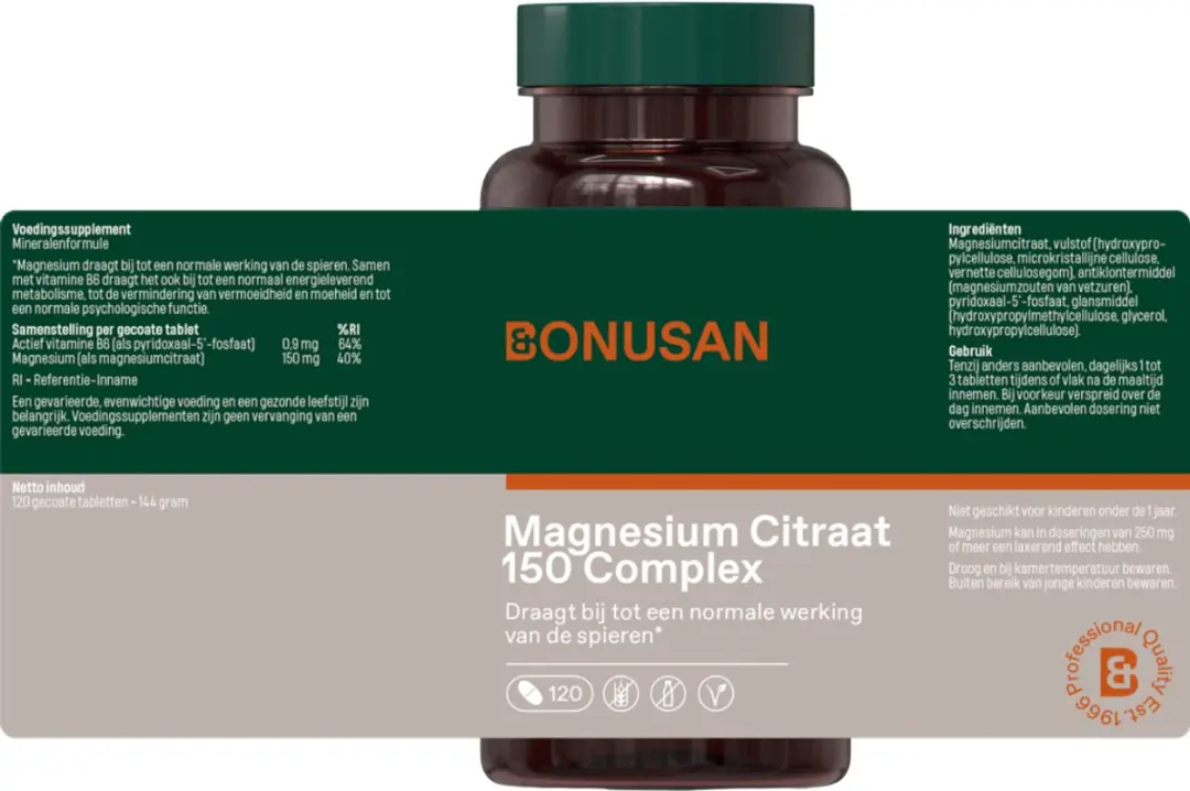 Bonusan Magnesium Citraat 120 Tabletten - Met B6