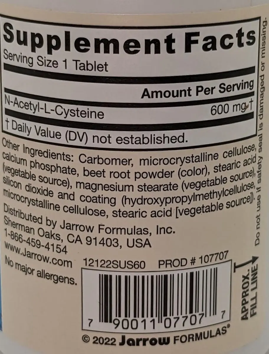 Jarrow Formulas NAC Sustain 600mg - 60 Tabletten
