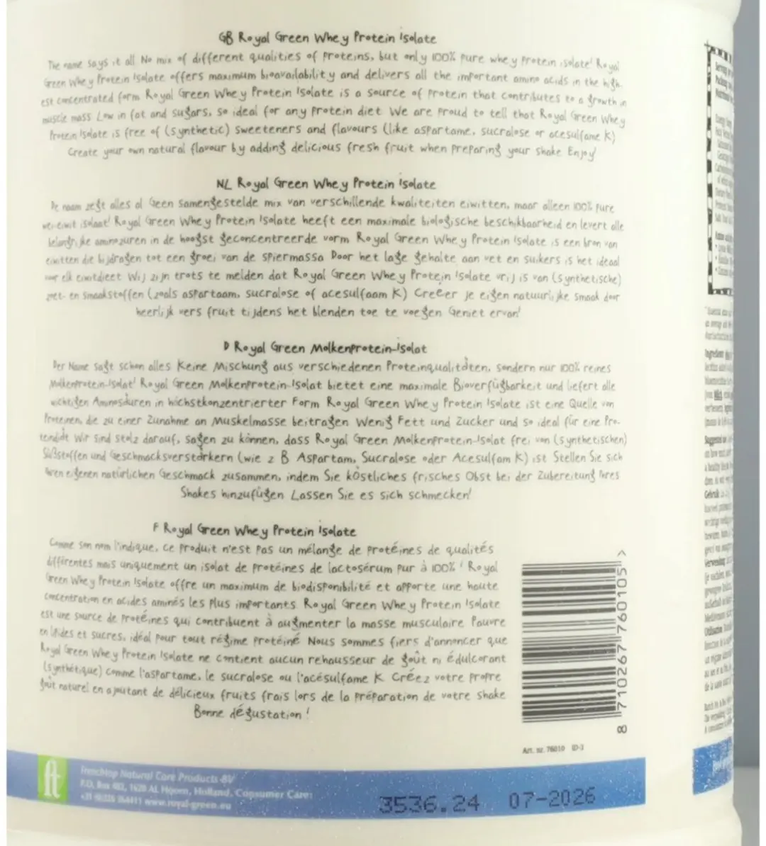 Royal Green 100% Protein Isolate 600g