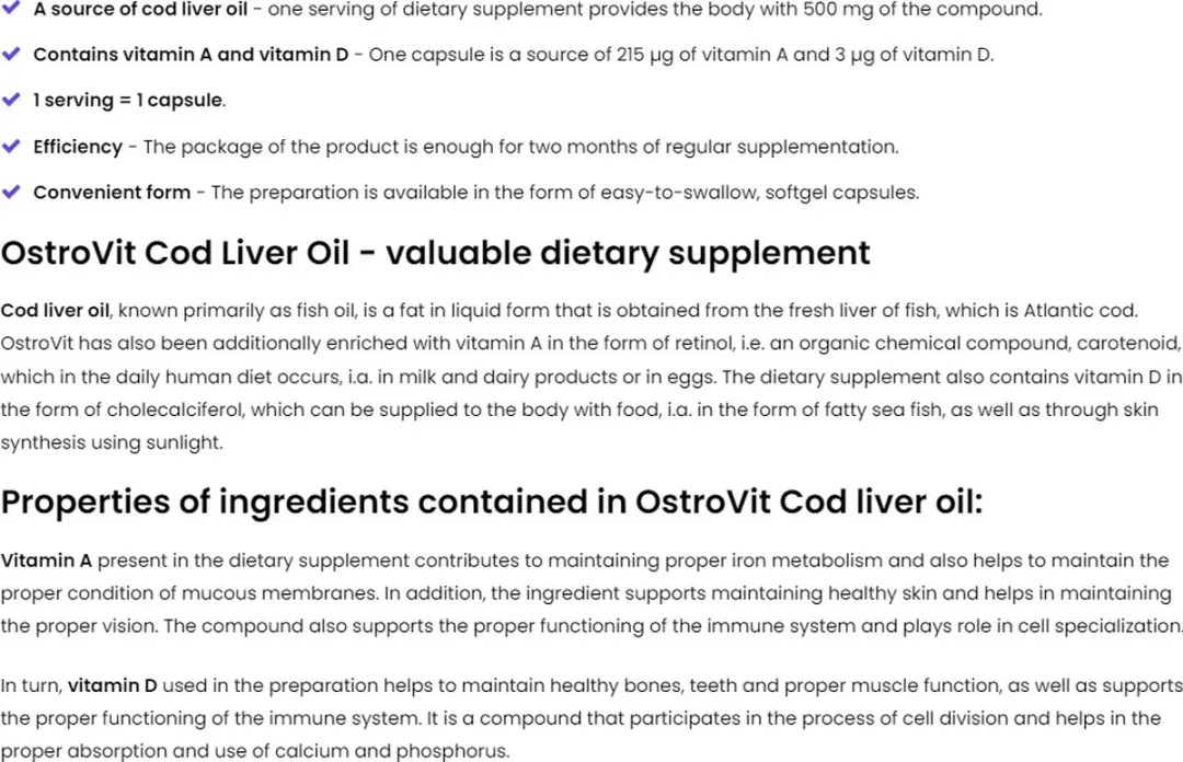 OstroVit Levertraan Capsules 60 Stuks