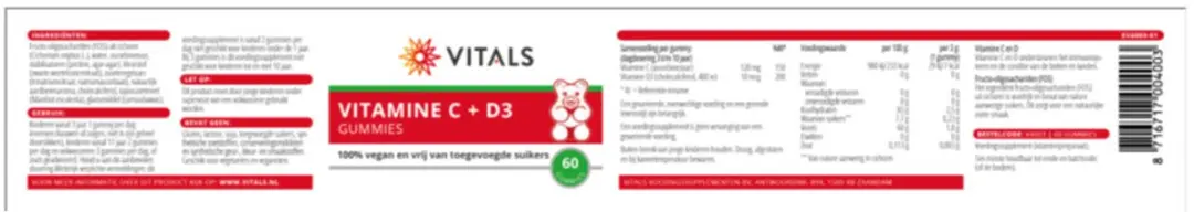 Vitals Vitamine C + D3 Gummies - 120 Stuks