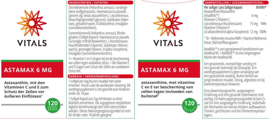 Vitals Astamax 6mg Astaxanthine 120 Softgels