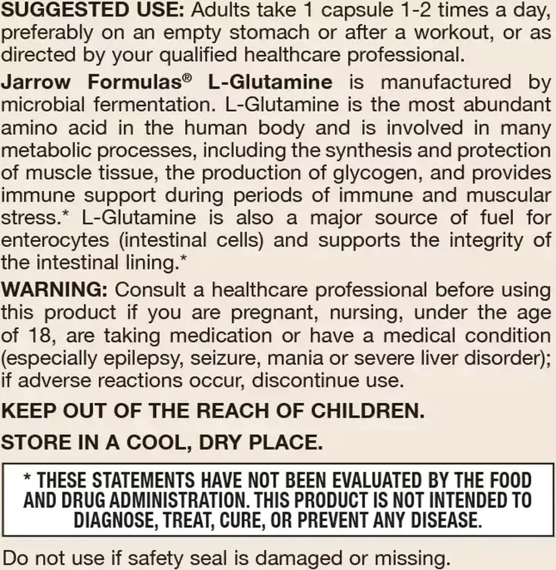 Jarrow Formulas Glutamine 750mg - 120 Capsules