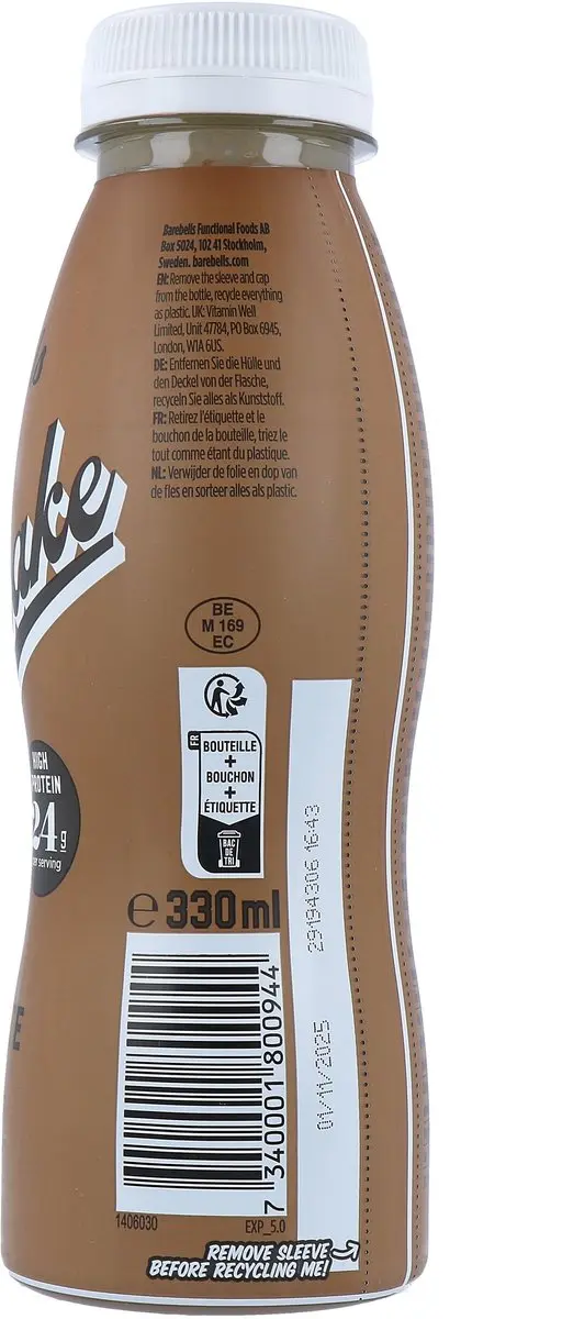 Barebells Milkshake-Chocolade 330 ml