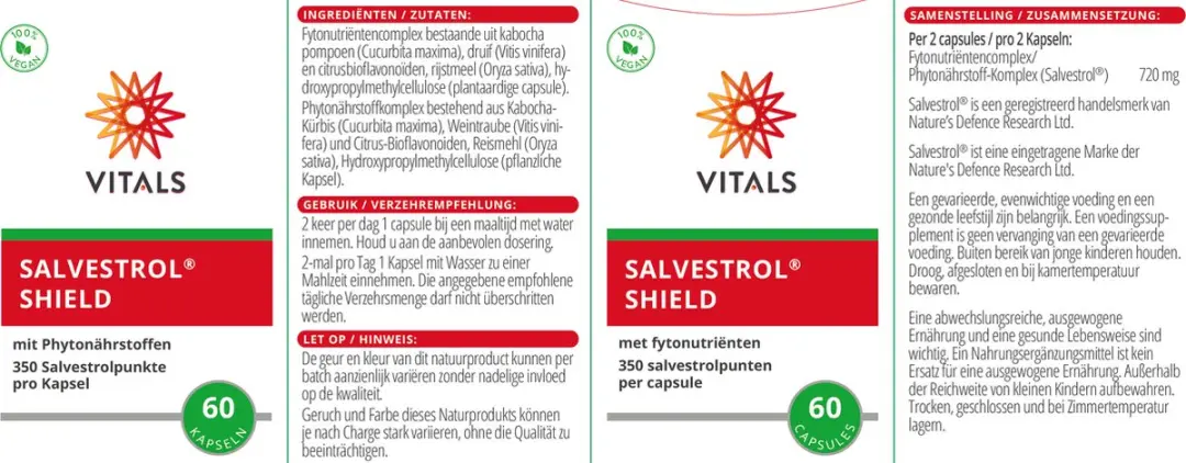 Vitals Salvestrol Shield 60 Capsules - 350 Punten