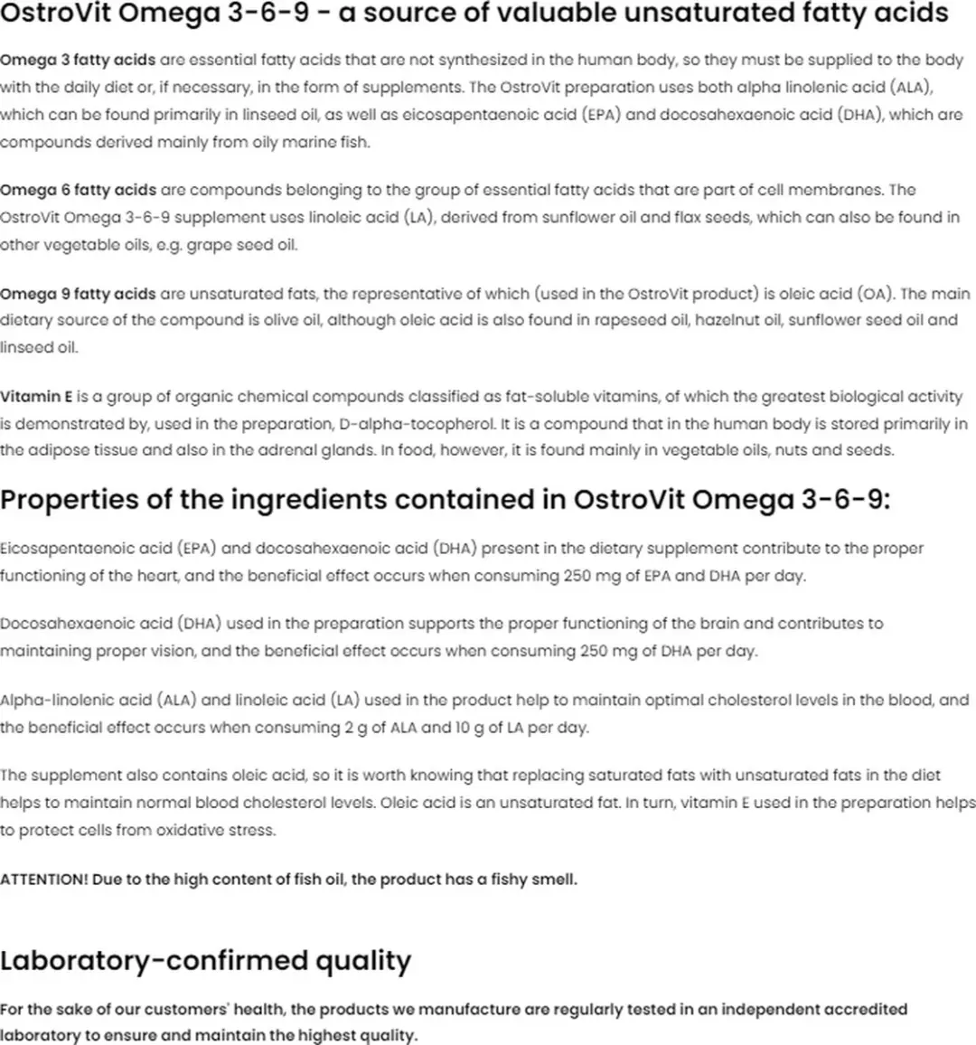OstroVit Omega 3-6-9 Visolie 180 Softgels