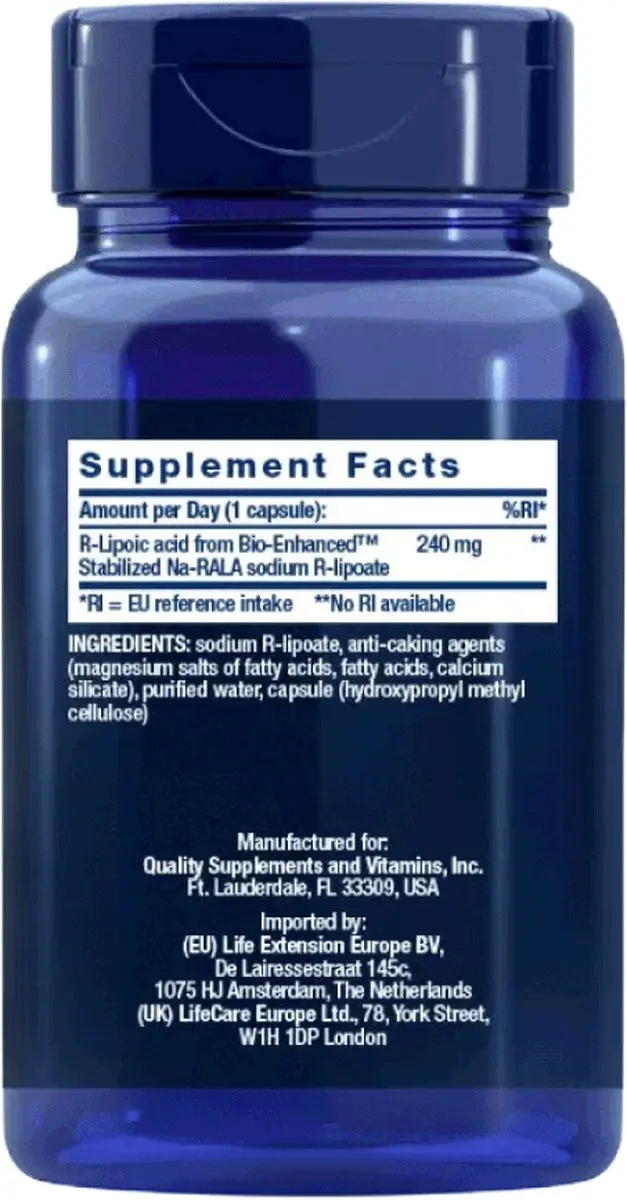Life Extension Super R-Lipoic Acid 240mg - 60 Capsules