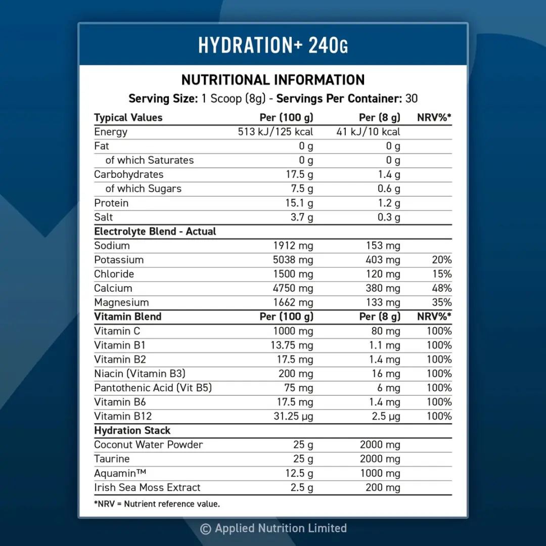 Applied Nutrition Hydration+ Complete Electrolytenpoeder 240g - Blue Raspberry
